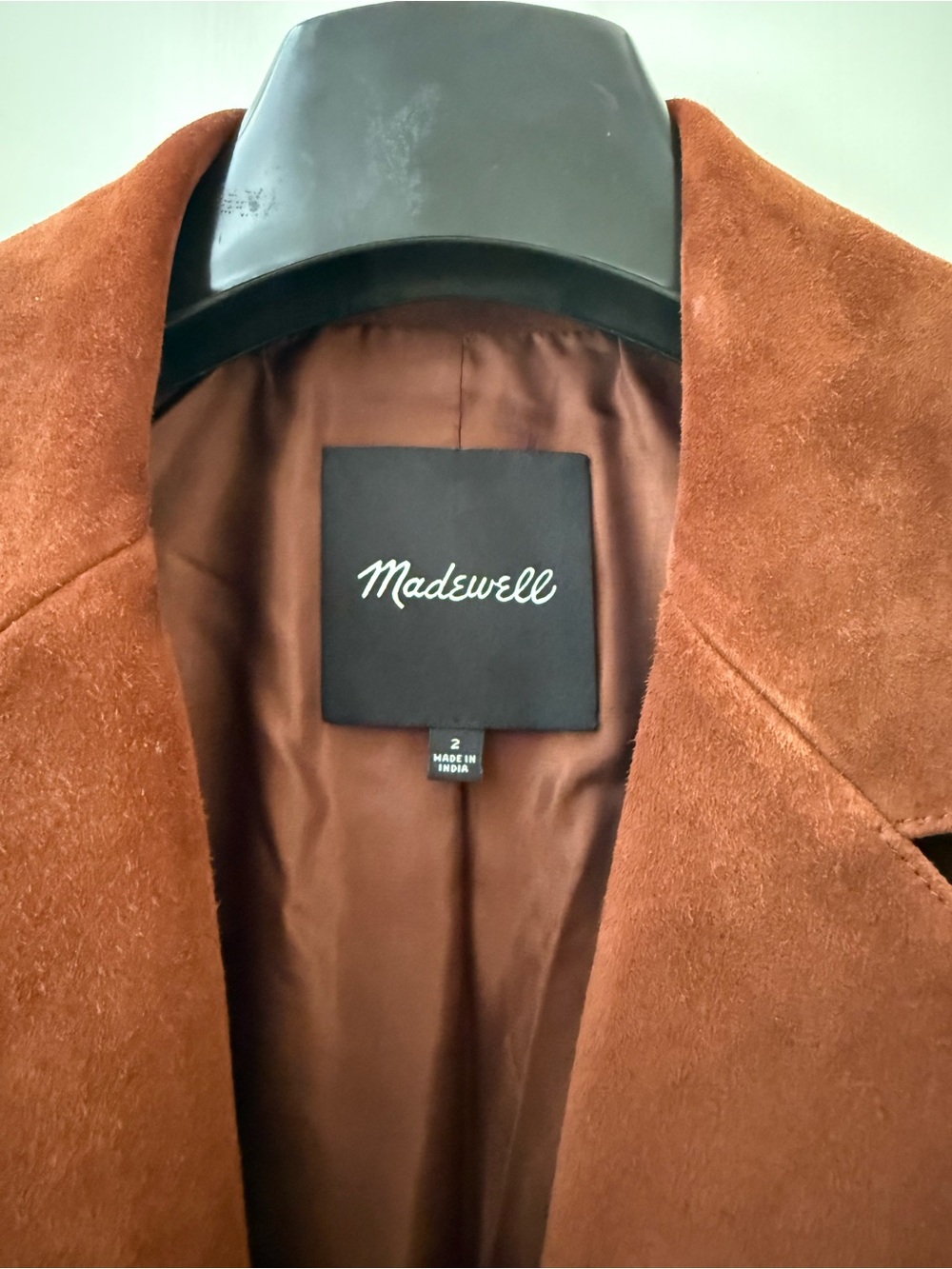 Madewell The Kline Suede Blazer Jacket in Soft Mahogany, Size 2 - Picture 4 of 9